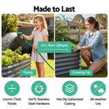 Green Fingers Garden Bed 320X80X42cm Oval Planter Box Raised Container Galvanised - Front View