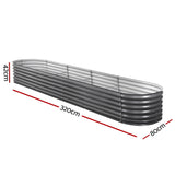 Green Fingers Garden Bed 320X80X42cm Oval Planter Box Raised Container Galvanised - Rear View