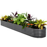 Green Fingers Garden Bed 320X80X42cm Oval Planter Box Raised Container Galvanised - Close-Up Angle