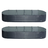 2x Green Fingers Raised Garden Bed 320X80X42cm Oval Planter Box Container Galvanised - Close-Up Angle
