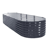 2x Green Fingers Raised Garden Bed 320X80X42cm Oval Planter Box Container Galvanised - Side View