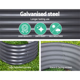2x Green Fingers Raised Garden Bed 320X80X42cm Oval Planter Box Container Galvanised - Top-Down View