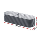 Green Fingers Garden Bed 240X80X56cm Oval Planter Box - Front View
