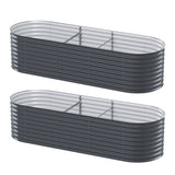 x2 Green Fingers Raised Garden Bed Kit Planter Oval Galvanised Steel 240cmX80cmX56cm - Close-Up Angle