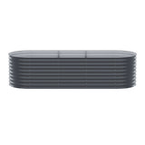 x2 Green Fingers Raised Garden Bed Kit Planter Oval Galvanised Steel 240cmX80cmX56cm