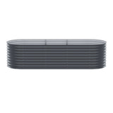 x2 Green Fingers Raised Garden Bed Kit Planter Oval Galvanised Steel 240cmX80cmX56cm - Side View