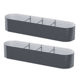 2x Green Fingers Raised Garden Bed 320X80X56cm Oval Planter Box - Close-Up Angle
