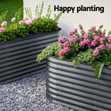 2x Green Fingers Raised Garden Bed 320X80X56cm Oval Planter Box - 45-Degree Angle