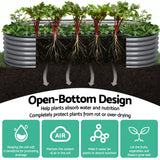 Green Fingers 3 Pcs Raised Garden Bed Kit Oval Galvanized Steel Planter Boxes 320x80x56cm, Heavy Duty Metal Elevated Garden Bed for Vegetables Flowers Herbs, with Safety Edging, Gloves & Pegs Included