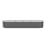 Green Fingers 4 Pcs Raised Garden Bed Kit Oval Galvanized Steel Planter Boxes 320x80x56cm, Heavy Duty Metal Elevated Garden Bed for Vegetables Flowers Herbs, with Safety Edging, Gloves & Pegs Included