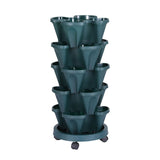 Green Fingers Garden Bed 5 Tier Vertical Garden Strawberry Stackable Planters Herbs Petunias - Close-Up Angle