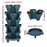 Green Fingers Garden Bed 5 Tier Vertical Garden Strawberry Stackable Planters Herbs Petunias - Front View