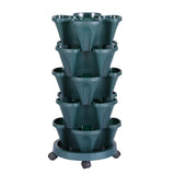 Green Fingers Garden Bed 5 Tier Vertical Garden Strawberry Stackable Planters Herbs Petunias - Side View