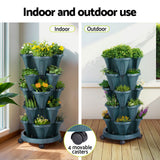 Green Fingers Garden Bed 5 Tier Vertical Garden Strawberry Stackable Planters Herbs Petunias - Rear View