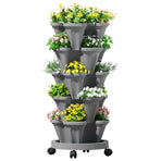 Green Fingers Raised Garden Bed 5 Tier Vertical Garden Grey Strawberry Stackable Planters Herbs Petu