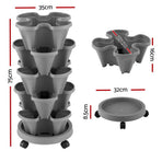 Green Fingers Raised Garden Bed 5 Tier Vertical Garden Grey Strawberry Stackable Planters Herbs Petu