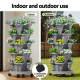 Green Fingers Raised Garden Bed 5 Tier Vertical Garden Grey Strawberry Stackable Planters Herbs Petu