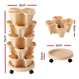 Green Fingers Garden Bed 5 Tier Vertical Garden Grey Strawberry Stackable Planters Herbs Beige - Close-Up Angle