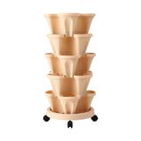 Green Fingers Garden Bed 5 Tier Vertical Garden Grey Strawberry Stackable Planters Herbs Beige