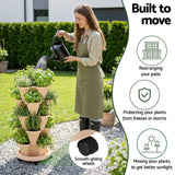 Green Fingers Garden Bed 5 Tier Vertical Garden Grey Strawberry Stackable Planters Herbs Beige - Top-Down View