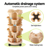 Green Fingers Garden Bed 5 Tier Vertical Garden Grey Strawberry Stackable Planters Herbs Beige - 45-Degree Angle