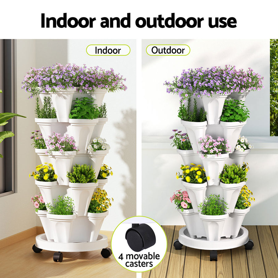 Green Fingers Garden Bed 5 Tier Vertical Garden Strawberry Stackable Planters Herbs Petunias, image 6