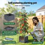 Green Fingers Self Watering Planter with Trellis Adjustable Height Modular Tomato Box 4 Layer 140cm - Rear View