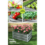 Green Fingers Garden Bed 86x86x30cm Planter Box Raised Container Galvanised Herb - 45-Degree Angle