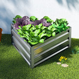 Green Fingers Garden Bed 86x86x30cm Planter Box Raised Container Galvanised Herb - Low Angle