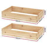 Green Fingers Garden Bed 150x90x30cm Wooden Planter Box Raised Container Growing - Front View