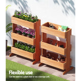 Green Fingers Garden Bed Elevated 69x39x106cm Wooden Planter Box Container Herb - Close-Up Angle