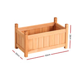 Green Fingers Garden Bed 60x30x33cm Wooden Planter Box Raised Container Growing - Front View