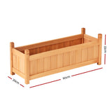 Green Fingers Garden Bed 90x30x33cm Wooden Planter Box Raised Container Growing - Front View