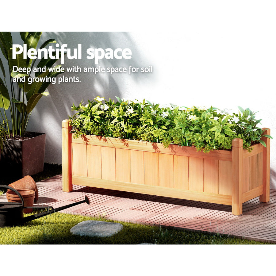 Green Fingers Garden Bed 90x30x33cm Wooden Planter Box Raised Container Growing, image 6