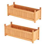 2x Green Fingers Raised Garden Bed 90x30x33cm Wooden Planter Box Raised Container Growing - Close-Up Angle