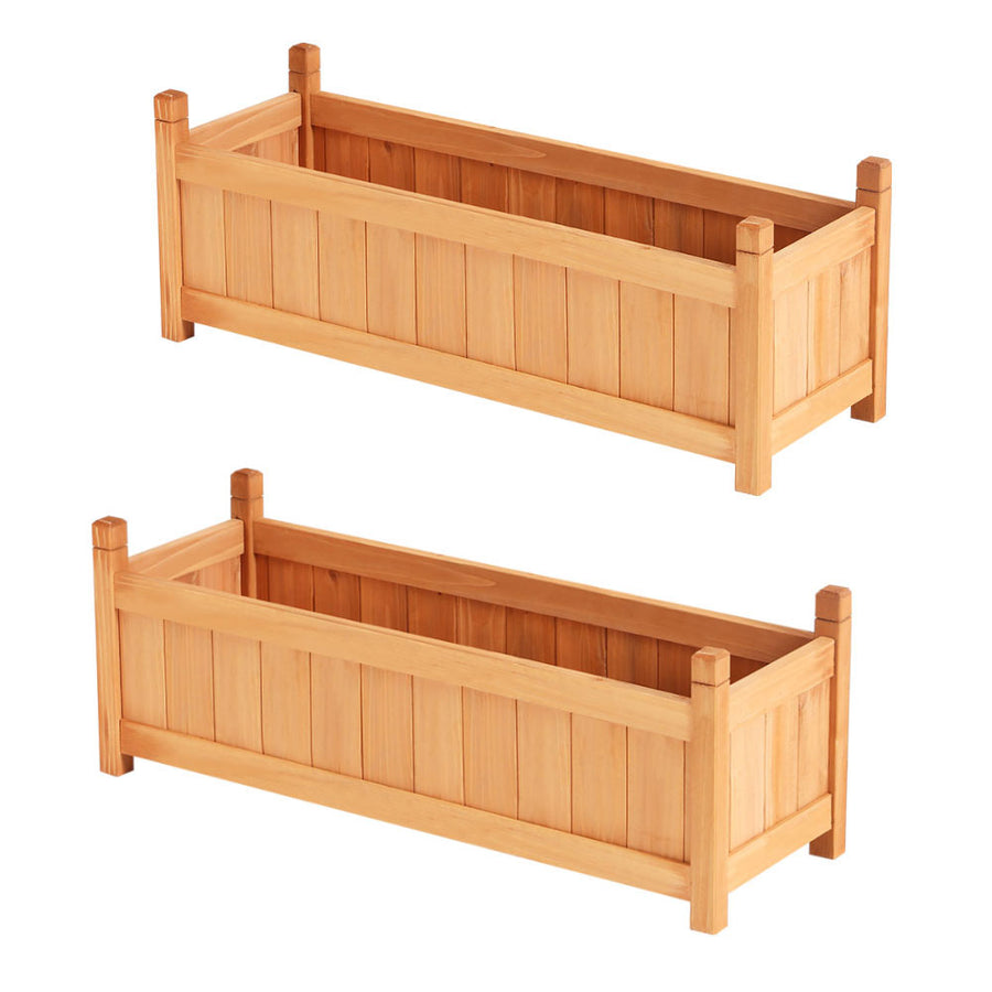 2x Green Fingers Raised Garden Bed 90x30x33cm Wooden Planter Box Raised Container Growing, image 7