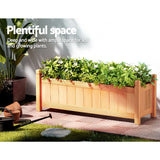 2x Green Fingers Raised Garden Bed 90x30x33cm Wooden Planter Box Raised Container Growing - Rear View