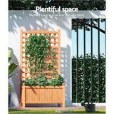 Green Fingers Garden Bed Wooden 64x35x115cm Planter Raised Box Container Trellis - Rear View