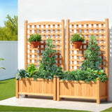 Green Fingers 2X Garden Bed Wooden 64x35x115cm Planter Raised Box Container Trellis - Close-Up Angle