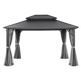 Instahut Gazebo 3x3.65m Canopy Outdoor Steel Frame Patio Tent Curtains Marquee Grey - Side View