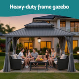 Instahut Gazebo 3x3.65m Canopy Outdoor Steel Frame Patio Tent Curtains Marquee Grey