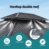 Instahut Gazebo 3x3.65m Canopy Outdoor Steel Frame Patio Tent Curtains Marquee Grey - 45-Degree Angle
