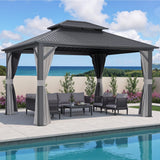 Instahut Gazebo 3x3.65m Canopy Outdoor Steel Frame Patio Tent Curtains Marquee Grey - Close-Up Angle