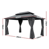 Instahut 3x4.25m Gazebo Hardtop Steel Roof Outdoor Pavilion - Front View