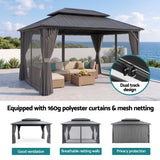 Instahut 3x4.25m Gazebo Hardtop Steel Roof Outdoor Pavilion - Rear View
