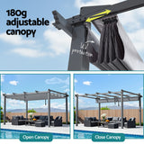 Instahut Gazebo Outdoor Garden Pergola Aluminium Frame Adjustable Canopy 3x4m Grey - 45-Degree Angle