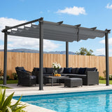 Instahut Gazebo Outdoor Garden Pergola Aluminium Frame Adjustable Canopy 3x4m Grey - Close-Up Angle