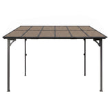 Instahut Gazebo Lean-To Pergola Garden Patio Polycarbonate 356cm X 275cm Brown - Side View