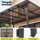 Instahut Gazebo Lean-To Pergola Garden Patio Polycarbonate 356cm X 275cm Brown - Rear View