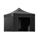 Instahut Gazebo Pop Up Marquee 3x3m Folding Tent Wedding Gazebos 500D Black - Low Angle
